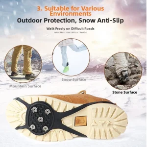 For Safe Winter Walking Five Tooth Ice Spikes Non Slip Cleats for Shoes