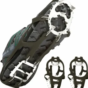 Ice Cleats Shoe Grips - 18-Stud Winter Boot Grippers with Metal Spikes (M)