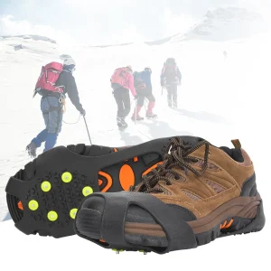 1 Pair Universal 10 Teeth Anti Slip Ice Cleat Shoe Grips Spikes Cleats For HKQK
